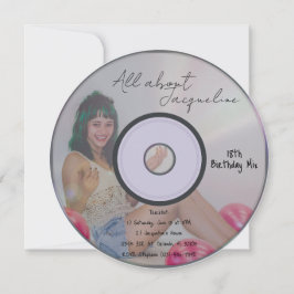 Retro Girl's Music CD Birthday Invitation Kaart