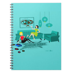 Retro Girl's nacht in het Notitieboek van de werve