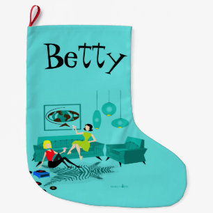 Retro Girl's nacht in kerststopzetting Grote Kerstsok