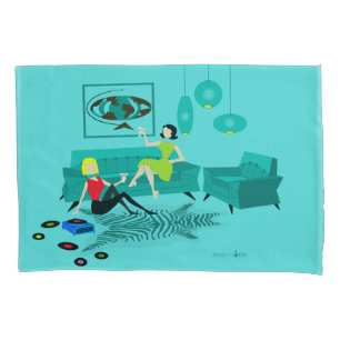 Retro Girl's nacht in Pillowcase Kussensloop