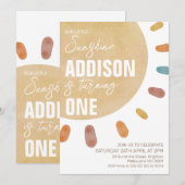 Retro Girls Sunshine 1er Invitation anniversaire (Devant / Derrière)