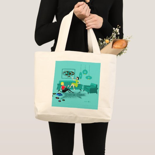 Retro Girls's avond in Jumbo Canvas tas (Voorkant (product))