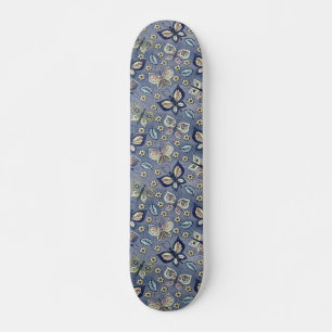 Retro Girly Blue Butterfly Motif skateboard