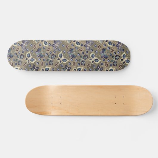 Retro Girly Blue Butterfly Pattern Skateboard (Horizontaal)