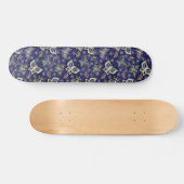 Retro Girly Blue Butterfly Pattern Skateboard (Horizontaal)