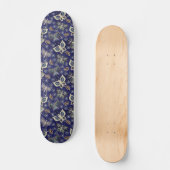 Retro Girly Blue Butterfly Pattern Skateboard (Voorkant)