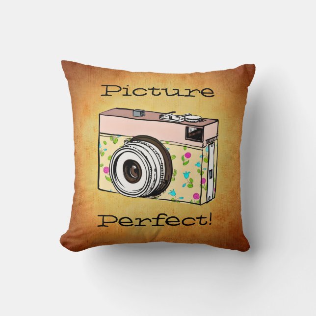 Retro Girly Camera Photographe Carré Coussin (Recto)