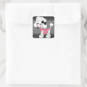 Retro Girly Paris poedelhond Vierkante Sticker (Tas)