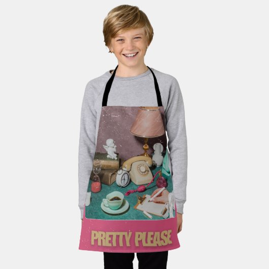 Retro Girly " Please" Afdrukken | Helder Schort (Gedragen)