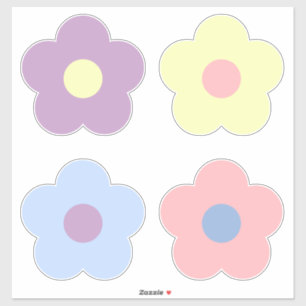 Retro Girly Schattigee Pastel Cartoon Bloemen Sticker