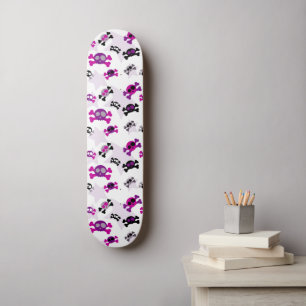 Retro Girly Skull Crossbones Gothic Rockabilly Skateboard