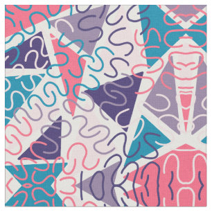 Retro Girly Squiggly Roze Driehoek Geometrische ku Stof