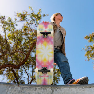 Retro Girly Tie Dye Aangepaste persoonlijke naam Skateboard