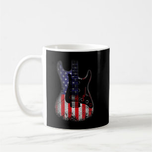 Retro Gitaar Amerikaanse Vlag Vervuild 4 Juli Gita Koffiemok