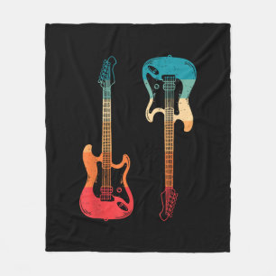 Retro Gitaar Gitarist Elektrische Basgitaar Rock M Fleece Deken