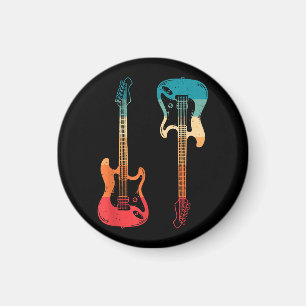 Retro Gitaar Gitarist Elektrische Basgitaar Rock M Magneet