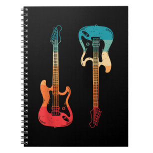 Retro Gitaar Gitarist Elektrische Basgitaar Rock M Notitieboek