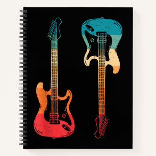 Retro Gitaar Gitarist Elektrische Basgitaar Rock M Notitieboek