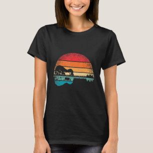 Retro Gitaar Lake Sunset Gitarist Muziek T-shirt