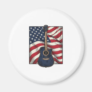 Retro gitaar patriottische vlag vector shirt ontwe magneet