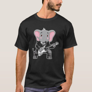 Retro gitaar rockmuziek van een knuffel olifant t-shirt