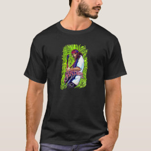 Retro gitaar spelen Riffing op Black Magic Woman T-shirt