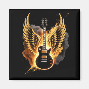 Retro Gitaar Vleugels Abstracte Kunst Rock And Rol Magneet