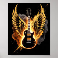 Retro Gitaar Vleugels Abstracte Kunst Rock And Rol
