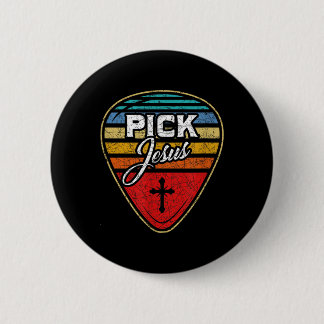 Retro-gitarist Gitaarplecter Christelijke muziek J Ronde Button 5,7 Cm