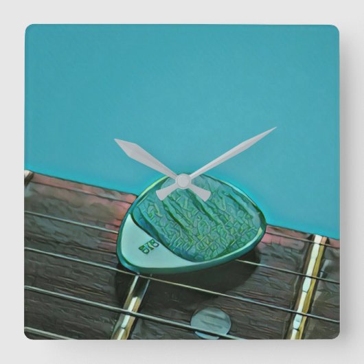 retro-gitarkunst voor gitarist vierkante klok (Voorkant)