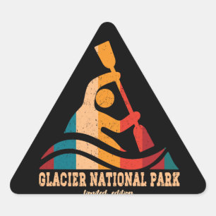 Retro Glacier Nationaal Park Kajakken Driehoek Sticker