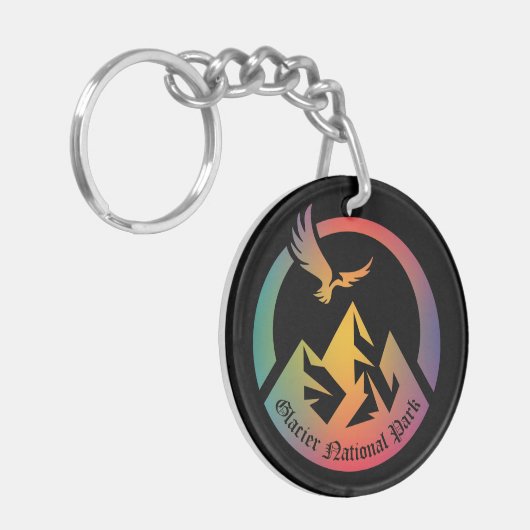 Retro Glacier National Park Hike Sunset T-shirt Sleutelhanger (Voorkant Links)