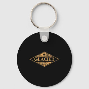 Retro Glacier National Park Montana Vrouwen Mannen Sleutelhanger