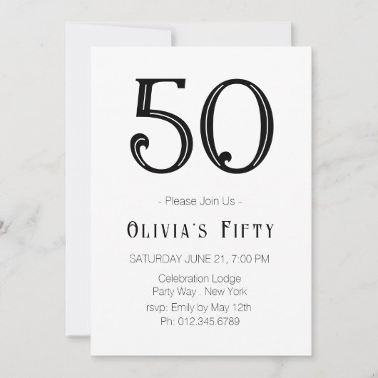 Retro Glam 50th Birthday Party Invitation (Devant)