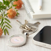 Retro Glam Aangepaste pasta Coral Pink en Opal Sleutelhanger (Zijkant)
