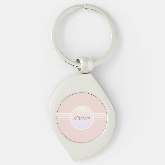 Retro Glam Aangepaste pasta Coral Pink en Opal Sleutelhanger (Voorkant)