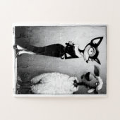 Retro Glam Chat et Sheep Jigsaw Puzzle (Horizontal)