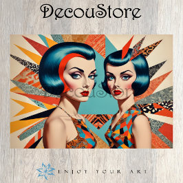 Retro Glam Duo – Vintage Pop Art Women Decoupage Tissuepapier