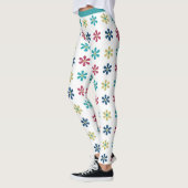 Retro Glam Girly 60s Glitter Bloemen Goud Blauw Ro Leggings (Links)