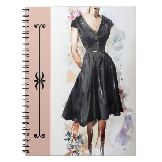 Retro Glam Little Black Dress (LBD) Journal (Devant)