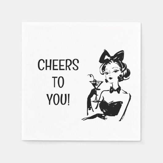 Retro Glam Martini Diva Design Servet (Voorkant)