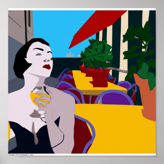 Retro Glam Meerkleurige Digitale Middag Wijn Poster (Voorkant)