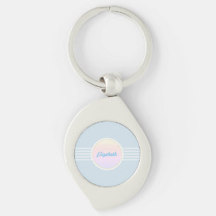 Retro Glam Persoonlijke Ijsblauw en Opal Sleutelhanger