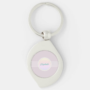 Retro Glam Persoonlijke Roze en Opal Sleutelhanger