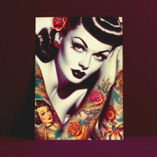 Retro Glam Pin-up Briefkaart