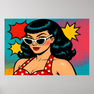 Retro Glam Pop Art Vrouw in Cat-Eye Zonnebril Poster