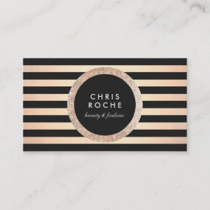 Retro Glam Roos Gold en Black Stripes Visitekaartje