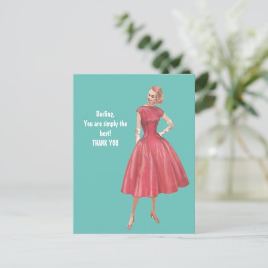 Retro Glamor Woman Dank u Briefkaart (Staand voorkant)