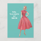Retro Glamor Woman Dank u Briefkaart (Voorkant)