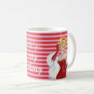 Retro Glamour en Rode Strepen Motivatie Koffiemok